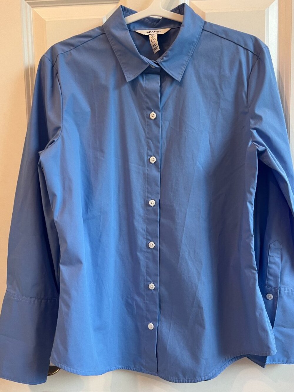 SPANX Women's Button Down Shirt (Blue - Size Small)